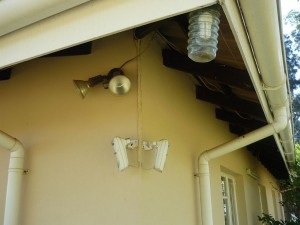 Two motion sensor on one corner of the house.  There are a total of 7 such sensors that cover the perimeter of the house.