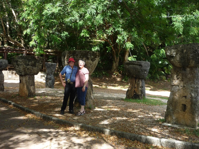 Larry and Virginia standing by latte stones