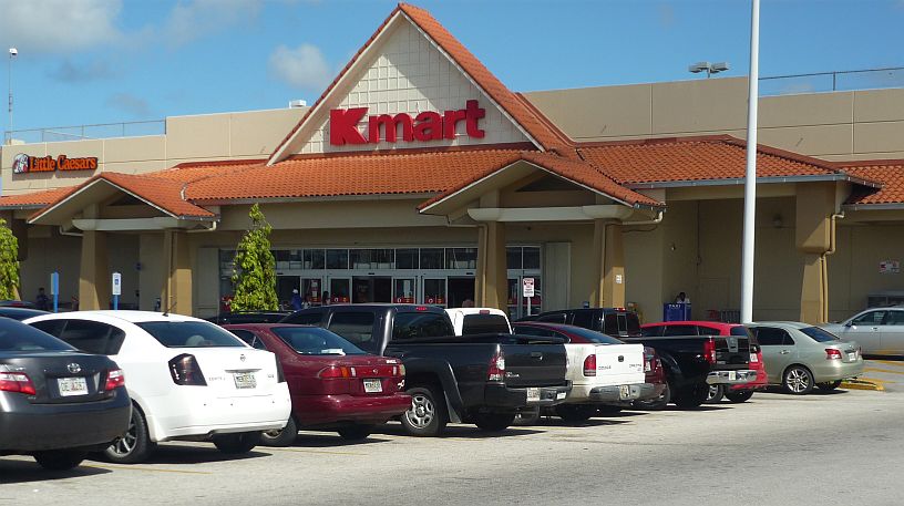 Guam's K-mart -- notice the railing and lights on the roof for the rooftop parking lot.