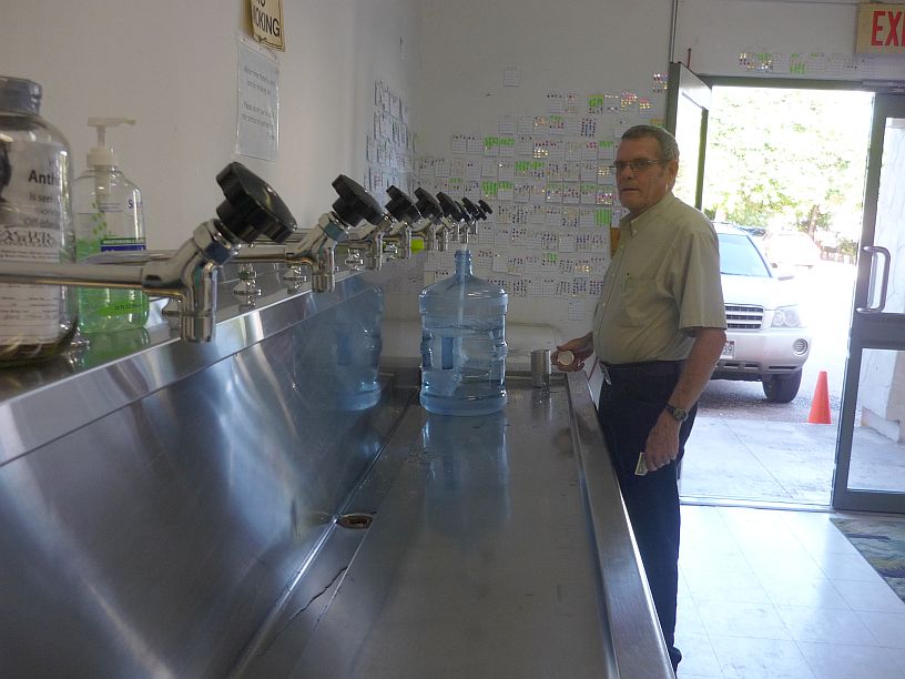 Inside the Water Store -- filling our own jug.